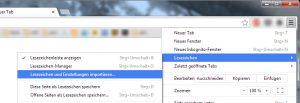 Chrome-Browser: Import von Lesezeichen