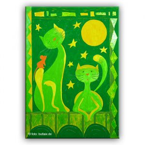 Fotografierte Kunst: »Katzen grün« von Ursula Pech - up-kreativ-art.de