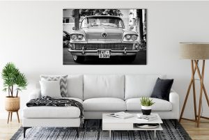 Foto: »Oldtimer [vintage car] - No.3« (black and white), 120 x 80 cm Fotodruck an Wand