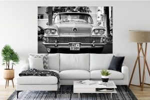 Foto: »Oldtimer [vintage car] - No.3« (black and white), 150 x 100 cm Fotodruck an Wand