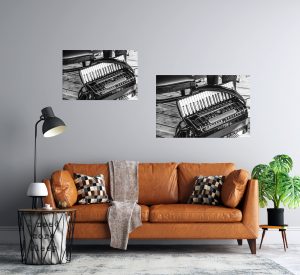 Foto: »Akkordeon [accordion] - No.1« (black and white), 60 x 40, 75 x 50 cm Fotodruck an Wand