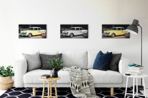 Foto: »Oldtimer [vintage car] - No.5« (butlaix look, black and white, natural colors), 60 x 30 cm Fotodruck an Wand